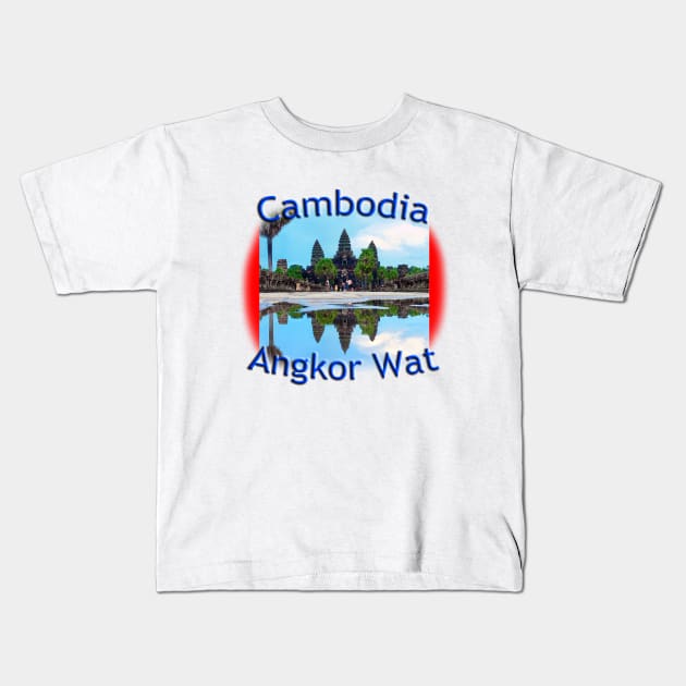 Angkor Wat, Cambodia reflections Kids T-Shirt by TouristMerch